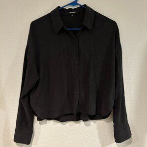 Madewell black cropped button-down shirt